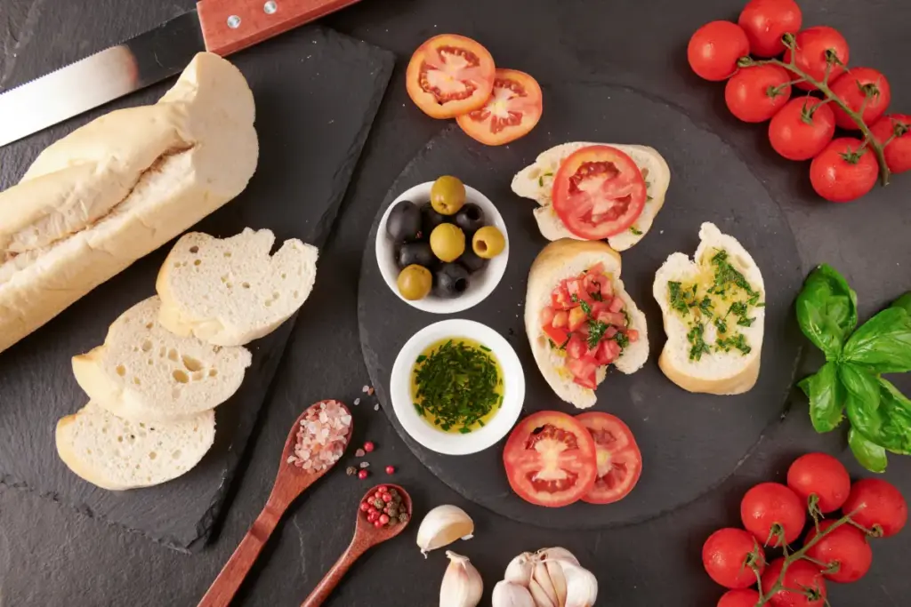 Mediterranean ingredients in a meal set